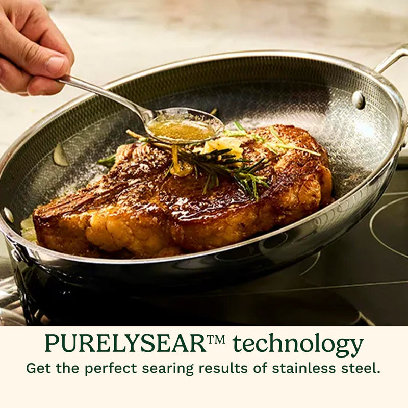 Cuisinart FusionPlus Hybrid Stainless Steel 8 Inch Skillet, PURELYSEAR Hybrid Searing Surface, Oven Safe, Cool Grip Handle, Dishwasher Safe, Induction Compatible 8-inch Skillet