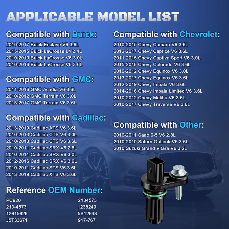 Engine Crankshaft Position Sensor PC920 Compatible with 2010-2017 Chevy Equinox Impala Traverse Camaro GMC Terrain Acadia Cadillac ATS CTS SRX XTS Buick Enclave Lacrosse V6 3.0L 3.6L