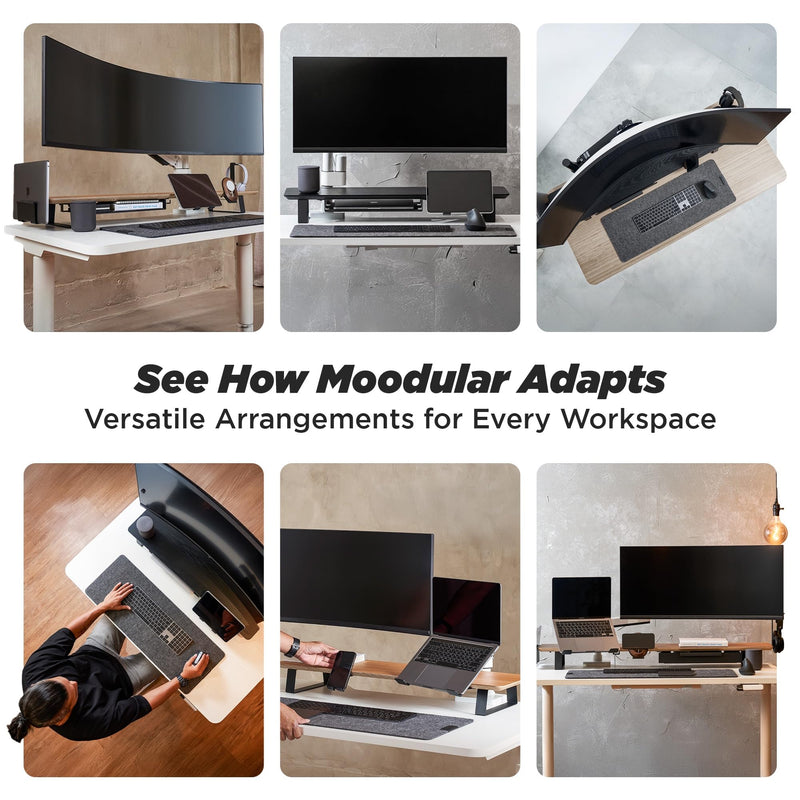 Moodular Add-ons Vertical Laptop Tray [Accessory Only - Requires Moodular Wooden Monitor Stand Slide Rails for Use] Black MSA-VLT 09 Add-on Vertical Laptop Tray