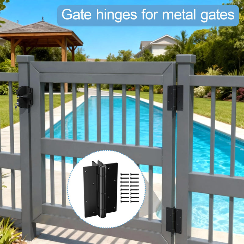 1 Pair 5-3/4” Aluminum Self Closing Gate Hinges, Adjustable Spring Hinges Fence Gate Hinge for Metal Gates, Pool Gates, Aluminum Gates (1) 1