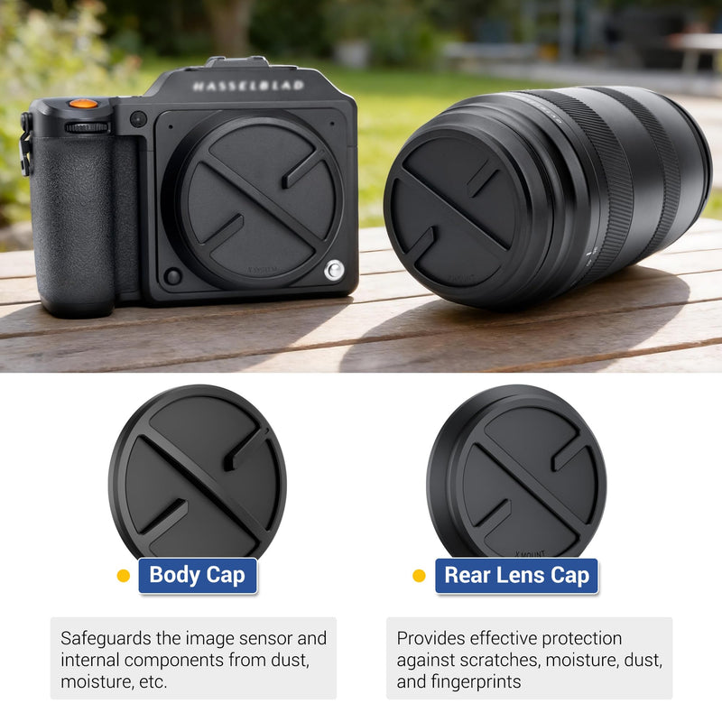 JJC Body Cap Cover & Rear Lens Cap for Hasselblad X Mount Camera XCD Lens | for Hasselblad X1D-50c X1D II 50C X2D 100C 907X & CFV 50C Camera with 35-100mm f/2.8-4 E, XCD 20-35mm f/3.2-4.5 E Lens Body Cap and Rear Lens Cap