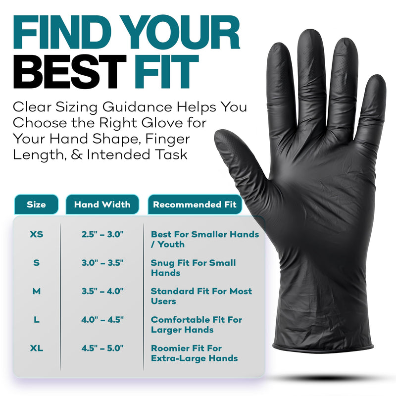 Disposable Black Nitrile Gloves Small 200 Count - Extra Thick 4.5 Mil - Powder and Latex Free Rubber Gloves - Surgical Medical Exam Gloves - Food Safe Cooking Gloves