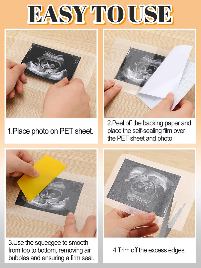 20 Sets User-Friendly Laminating Sheets for 3x4/4x6in Ultrasound Pictures | Keep Baby Sonogram Picture/Special Memories Safe, Pregnancy Journal Must Haves, Pregnancy Gifts for Expecting Mom