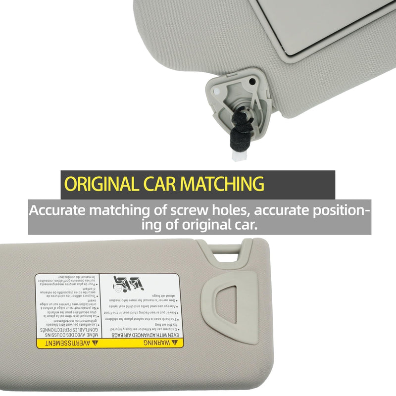 Dasbecan Gray Right Passenger Side Sun Visor Compatible with Nissan Altima 2013-2018 with Mirror and Vanity Light Without Sunroof Replaces# 96401-3TA2A Right Gray