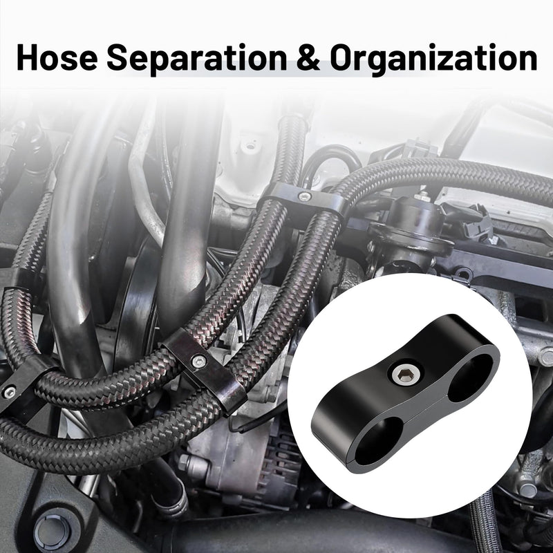EVIL ENERGY 6AN Hose Separator Clamp, AN6 Fuel Line Mounting Clamp Aluminum Black 4PCS 4