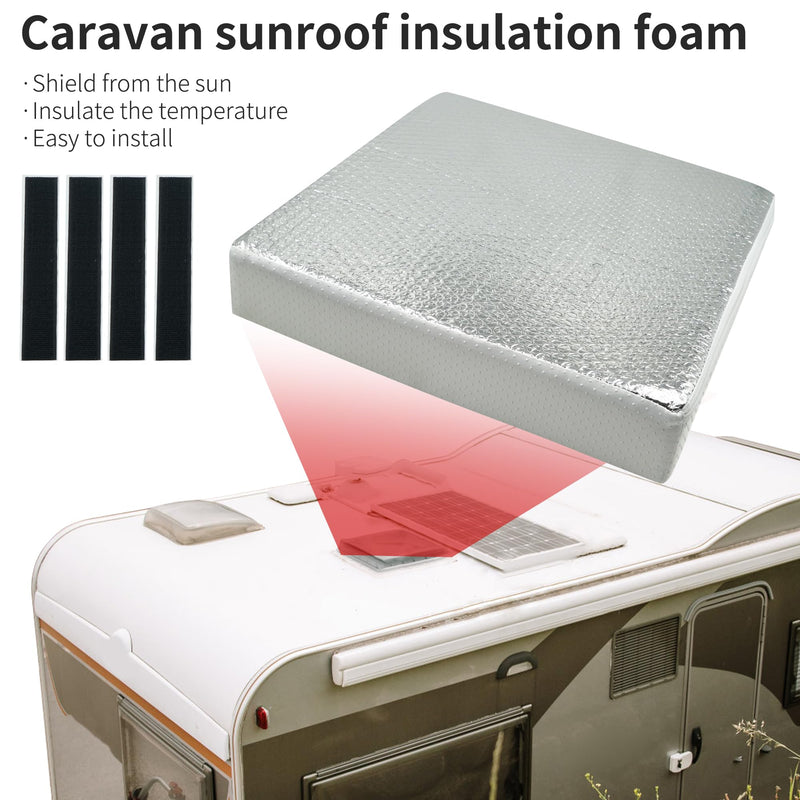 14"x14"x3" RV Vent Insulator (2-Pack) - Dual Reflective Skylight Covers for Camper, Energy-Saving Thermal Insulation, Fits 14x14 Inch RV/Caravan Sunroof Vents 2PCS 14''x14''x3''