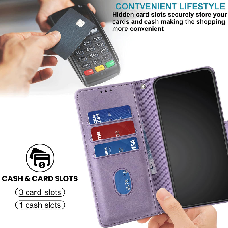 Case Wallet for Samsung Galaxy S26 5G 6.3", Purple | RFID Blocking, 3 Card Holder Stand, Shockproof TPU Shell, PU Leather Magnetic Closure for Samsung Galaxy S26 - 6.3"