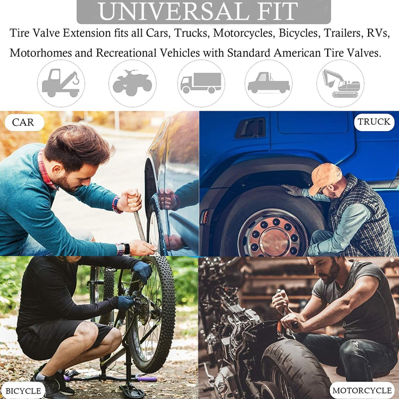 5 Pack Tire Valve Extension, 2Pcs 8.25 Inch Flexible Valve Stem Extenders with Brass 45 90 135 Multi Degree Schrader Tire Valve Stem Extension Adaptor Compatible for RV Bike Motorcycle Car (Black1) Black1