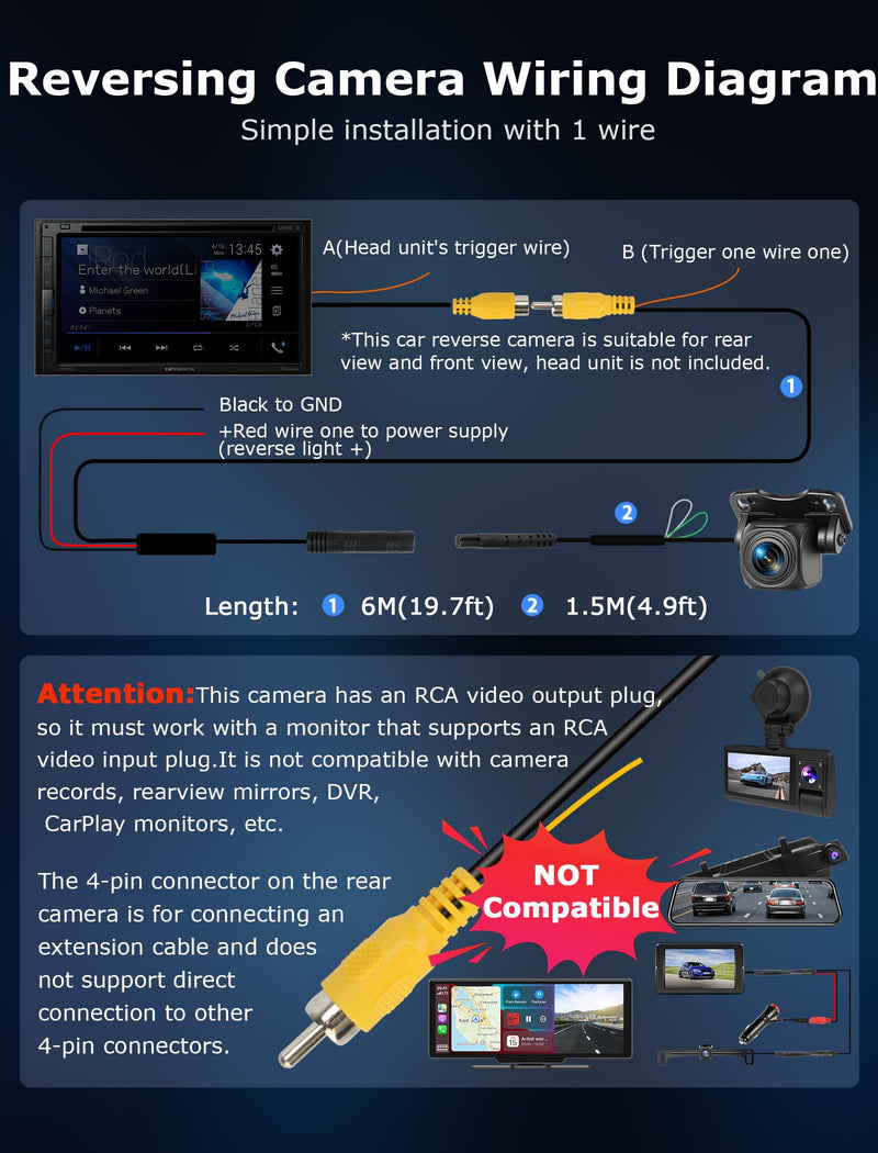 AHD 1080P Backup Camera for Car Back up Camera Metal Housing OEM Bracket | 8 Signal Mode 170 Degree Wide Angle Reverse Rear View Camera for Car Vehicle SUV RV Night Vision IP69 Waterproof