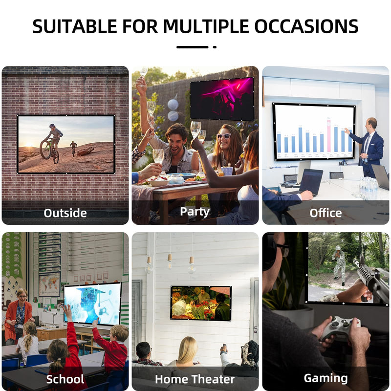 Projector Screen 100 Inch Front and Rear Projector Screen & Cosmetics Bag Bundle for Home Garden Office and Outdoor Projection