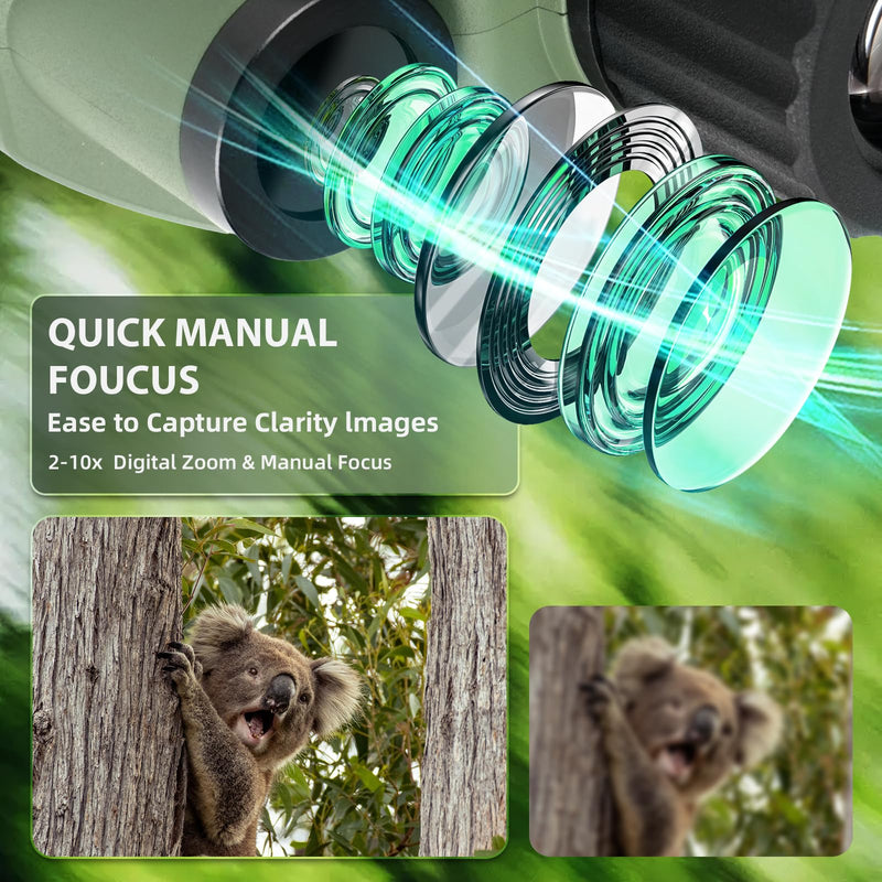 4K HD Digital Night Vision Goggles for Adults 10X Zoom Binoculars 3" LCD | 5000mAh Rechargeable Infrared NVG SD Card for Hunting Camping Fishing Hike Cool Gadgets Tactical Gear & Unique Gift for Men Green&Black