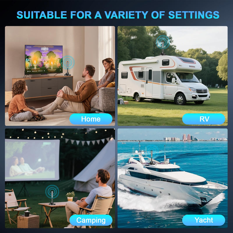 TV Antenna for Local Channels, TV Antenna for Smart TV Indoor -16.5ft Cable | with Support 4K 1080P, 360° Long Range TV Antenna, with Magnetic Base, Easy Installation -(Blue) Blue