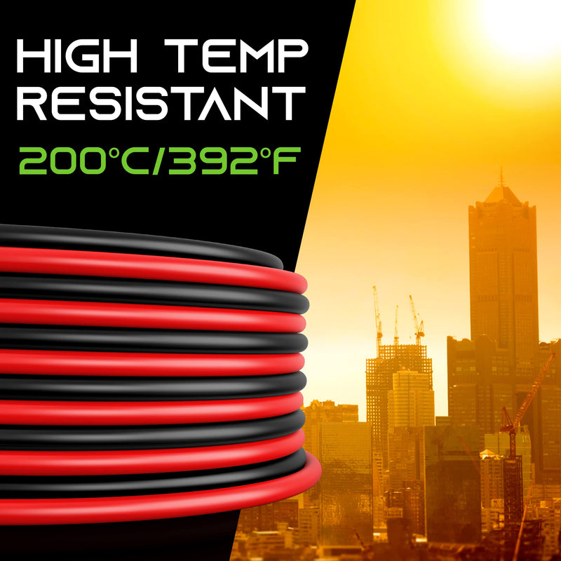 GEARit 16 Gauge High Temp Bonded Silicone Wire 50 ft Black/Red 2 Conductor, 16 AWG Tinned OFC Copper Flexible Stranded Hookup Wire, 600V for LED Strip, 3D Printer, Drone, Low Voltage DC BlackRed Bonded - 50 Feet