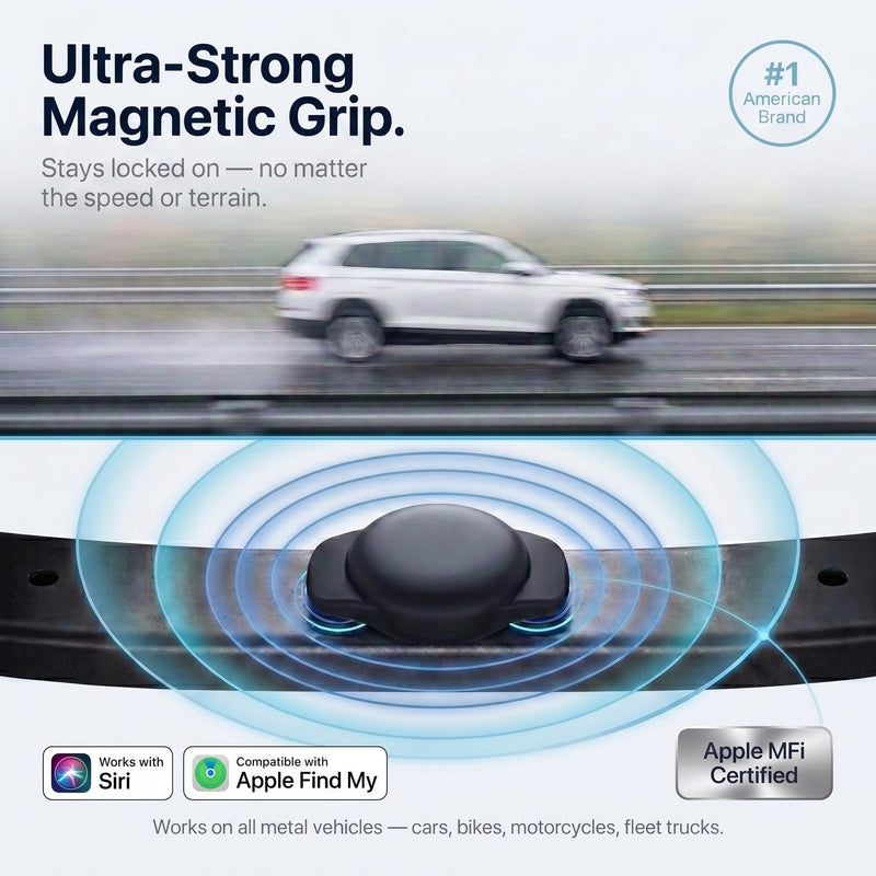 2 Pack GPS Tracker for Vehicles Find My Locator Finder Waterproof iOS Only | No Subscription Required Network Real Time Magnetic Car Tracker Device Hidden Item Finder Mini Global Network for Car Dog