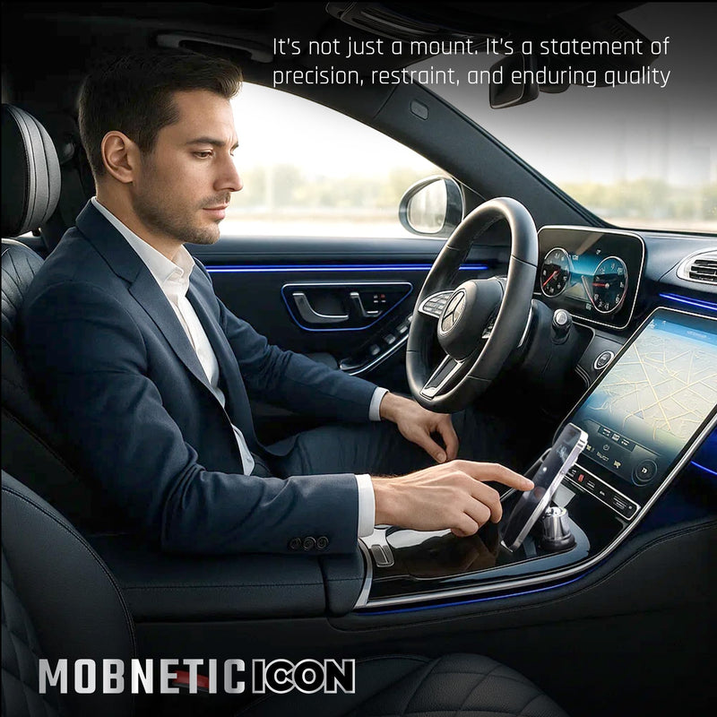 Mob Armor MobNetic Icon Car Phone Mount, Alpine White | 90lb Pull Force, 90º Tilt, 360º Rotation, Aluminum Build, Compatible with iPhone & Android, Magnetic Holder