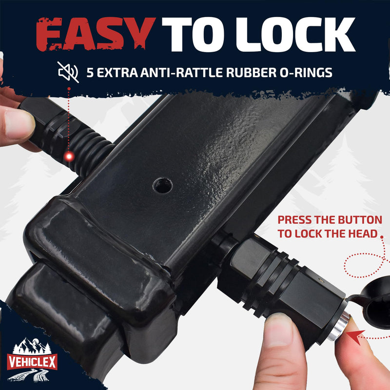 Trailer Hitch Pin Lock for 2" Receiver - Vehiclex Secure 5/8" Locking Pin for Class III, IV Hitch with Exclusive Tubular Key, Built Tough for Dust, Mud, and Thieves 2"-2.5"