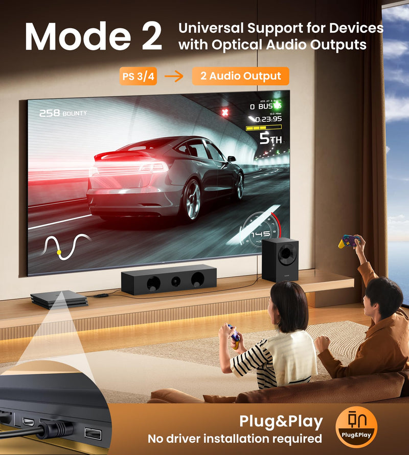 avedio links Optical Audio Cable Splitter 1 in 2 Out, Toslink Digital Fiber Audio Splitter 1 Male Input 2 Female Output Support LPCM2.0 Doldy DTS Digital & DTS 5.1CH for Xbox,PS4,TV Box,Sound Bar,etc 1 Male 2 Female 3ft
