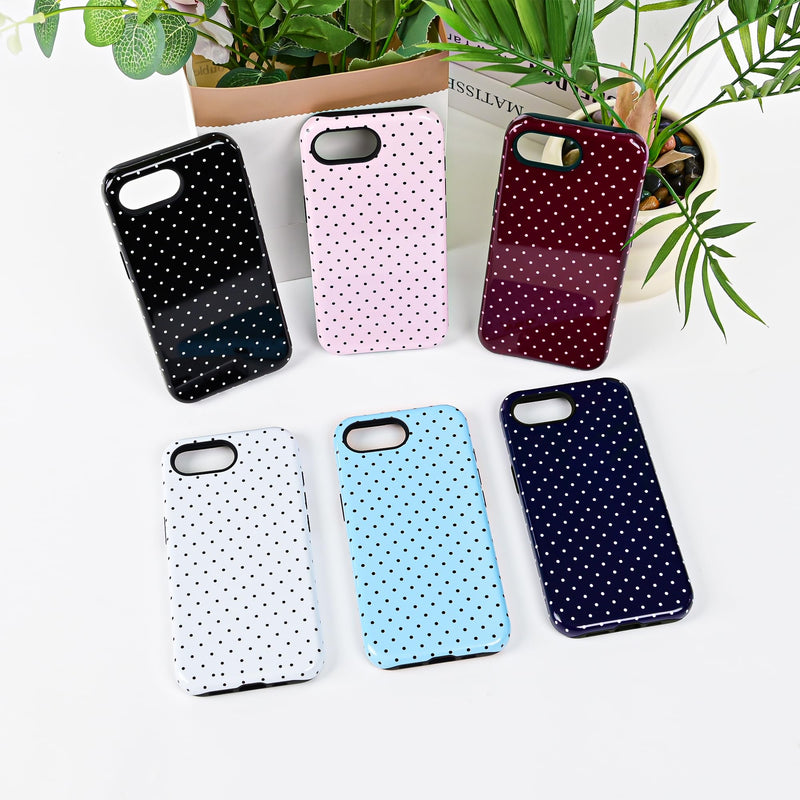 Polka Dot Pattern Phone Case for iPhone 16e/17e 6.1", Pink | Cute Aesthetic Case for Women Girls,Dual-layer Shockproof Protective Phone Cover,No Fading Print