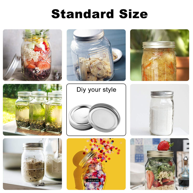 60Pcs Wide Mouth Mason Jar Canning Rings, Replacement Rings or Tops Durable & Rustproof Tinplate Metal Bands/Rings for Mason Jar (Silver/87 MM) Silver 60 PCS Wide Mouth Rings