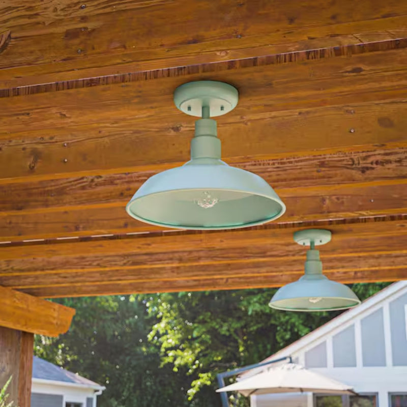 14" Semi Flush Mount Ceiling Light Fixture in Chic Teal Finish, Stylish Metal Fixture for Indoor and Outdoor Spaces, Water and Weather Resistant 14"