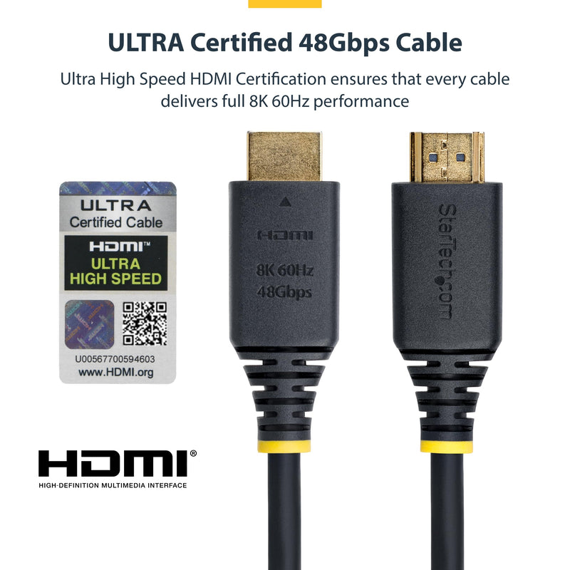 StarTech 15ft Ultra High Speed HDMI Cable, 8K 60Hz, HDR10+, 48Gbps 15 ft