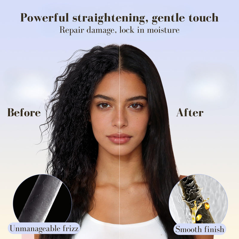 BarberBoss Hair Straighteners for Women, Precision Ceramic Hair Straightener with Floating Plates, Negative Ion & Keratin Technology, LED Temperature Control, Flat Iron for Straightening, QR-8412
