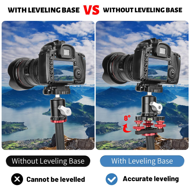 Camera Leveler Tripod Leveling Base Tri-Wheel Head for Macro Photography Aluminum w Bubble Level 3 Axis Level with +/-5 Degree Precision Adjustment for DSLR Camera Rotator Panoramic Head LP-64