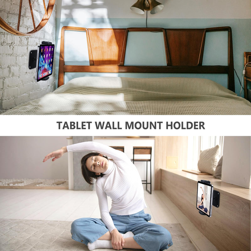 Tablet Wall Mount, Aluminum iPad Wall Mount Holder, 360° Rotation Adjustable Wall Mount Compatible with iPad Pro/Mini, Galaxy Tab, Surface Pro, Kindle, All 4.7-12.9" Tablets and Phones