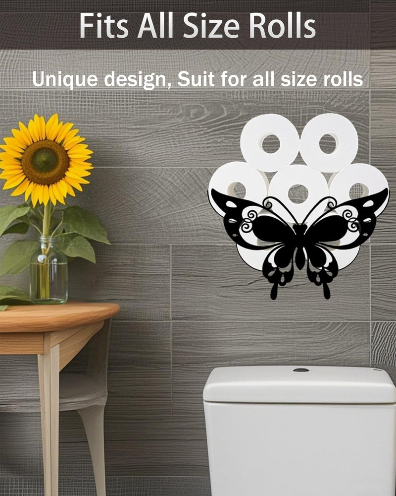 Lovely Butterfly Toilet Tissue Holder,Animal Paper Holders,Decorative Metal Papers Holder,Funny Toilet Animal Storage for Bathrooms,Bathroom Paper Organizer for Extra 8 Rolls Wall Mounted Art Decor W Lovely Butterfly