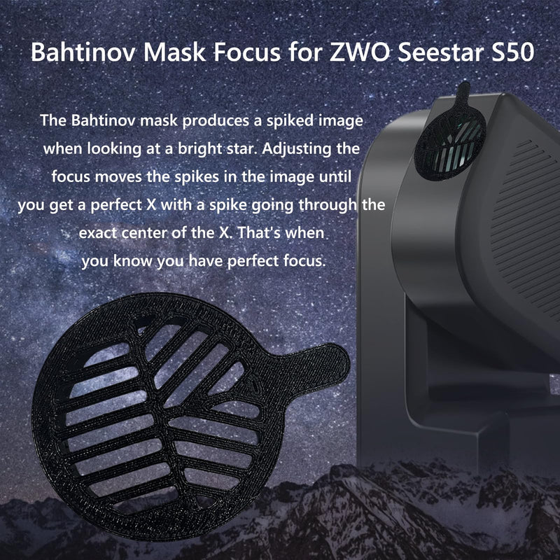 Cap Cover and Bahtinov Mask Focus for ZWO Seestar S50,Lens Cap for Seestar S50 Accessories for ZWO Seestar S50 Made of TPU Black