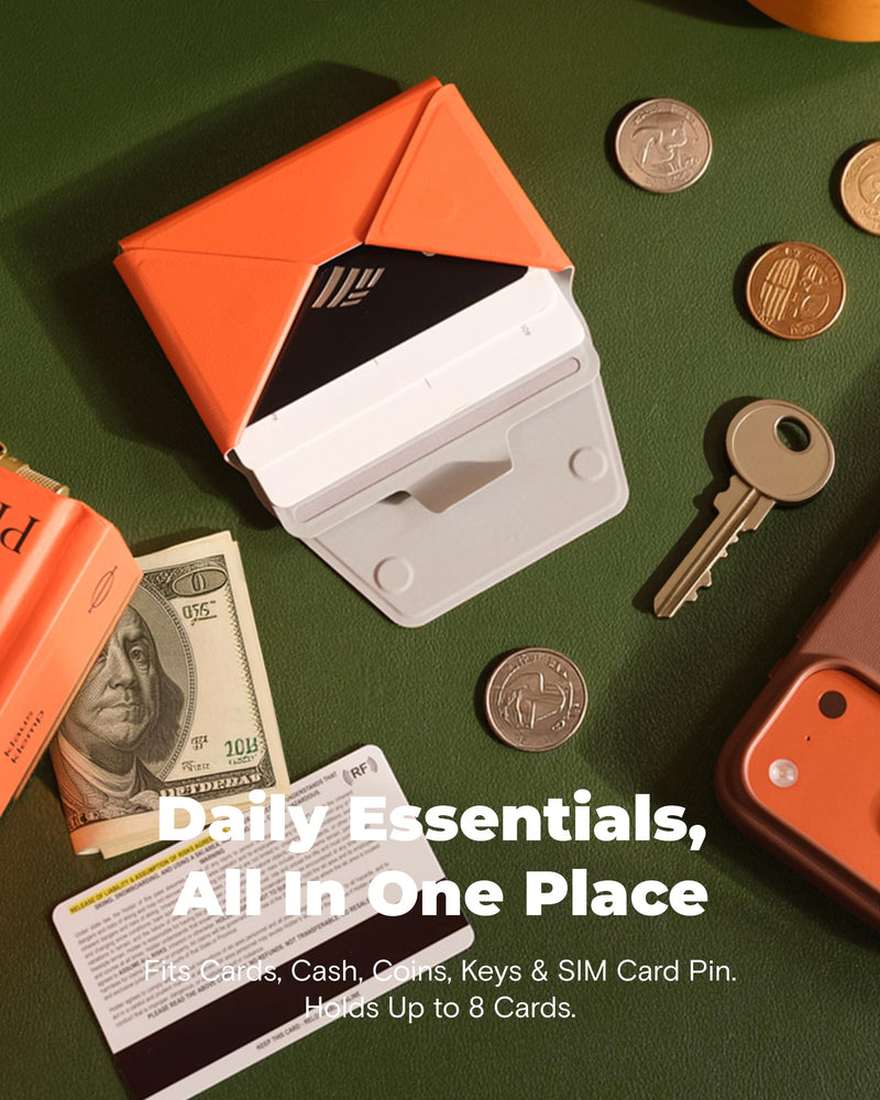 MOFT Trackable Field Wallet & Stand, Magsafe Phone Wallet, Jet Black | Apple Find My & Google Find Hub Integration | Holds 8 Cards | MOVAS Leather | Pull-to-Access | Travel Essential | Best Gift Phone Wallet Stand