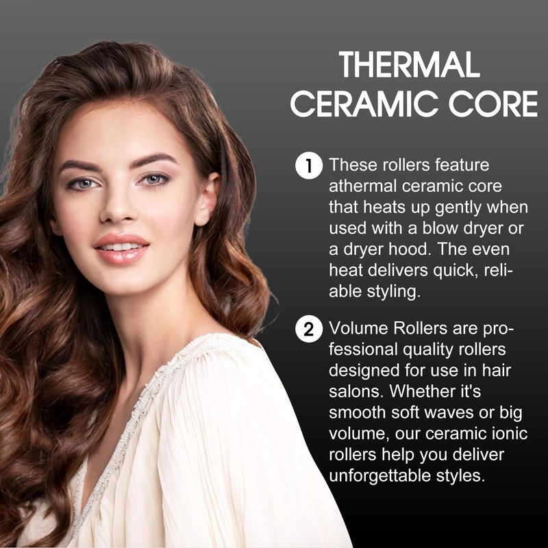 18pcs Hair Rollers,Self Grip Thermal Curlers for Long Short Hair | Ceramic Ionic Thermal Hair Rollers for Hair Volume,Blowout styling Look,to Sleep In,Salon Quality Heatless Curls(Black) Dark Black