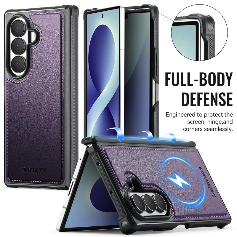 Defencase for Galaxy Z Fold 8 Ultra Case Wallet Compatible Magsafe, Purple | Magnetic Detachable, with RFID Bolcking Card Holder, Zipper Pocket, Drop-Proof Phone Cover for Samsung Galaxy Z Fold 8 Ultra (Detachable with Magsafe)-Purple