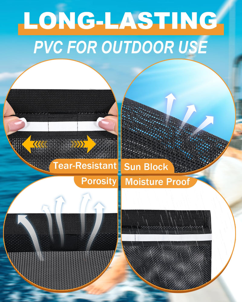 PLOZANO Boat Storage Accessories, 2PCS Closable PVC Reflective Self-Adhesive Universal Boat Caddy Organizer Mesh Bag for Gloves, Tools, Tackle, Gear 10"*7"