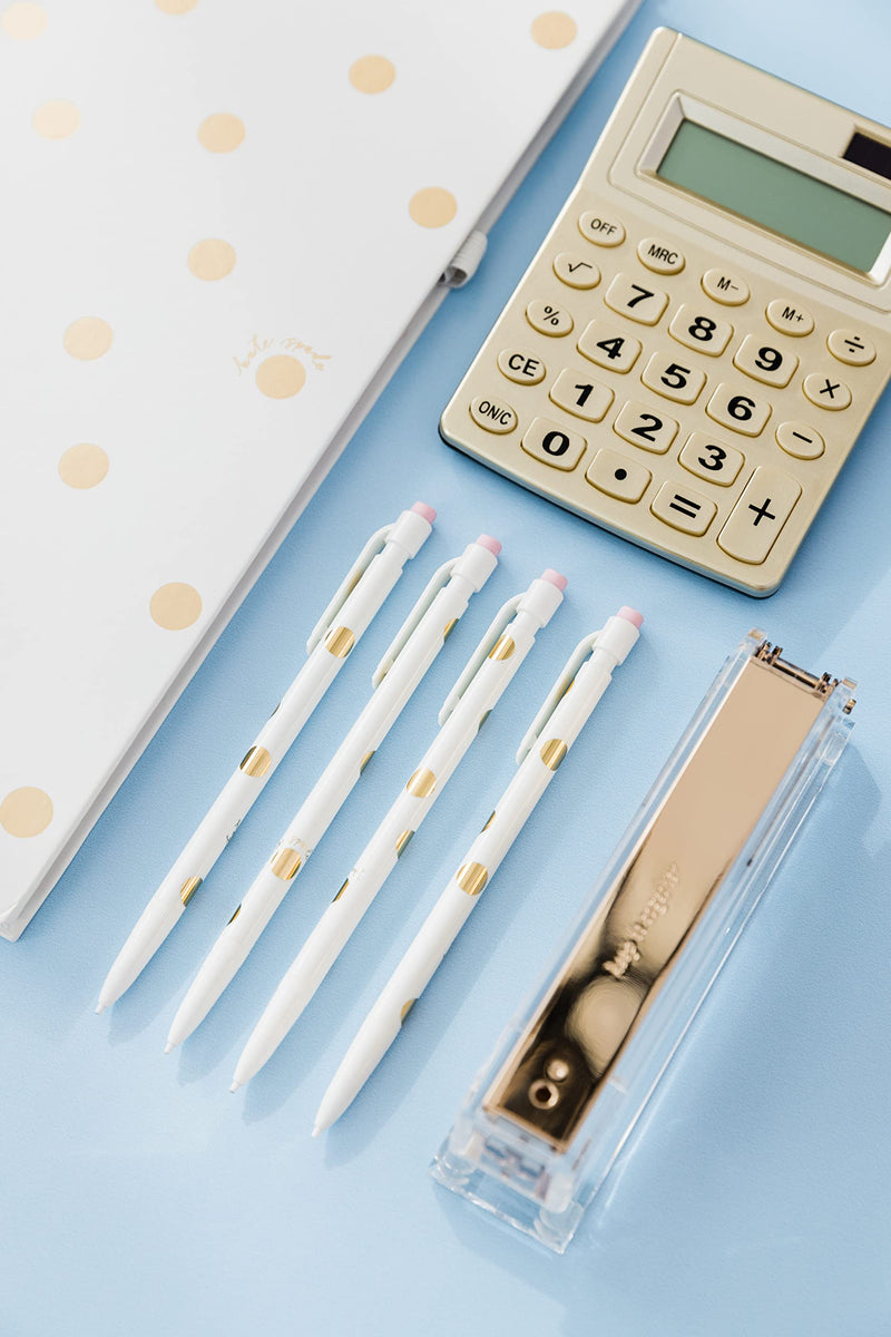 Kate Spade New York Standard Function Desktop Calculator, Acrylic Solar Powered Calculator, Gold Dot