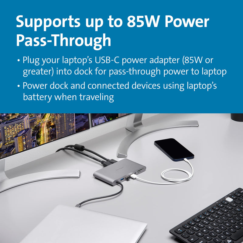 Kensington UH1440P 10-in-1 Dual Monitor USB-C Hub, Laptop Docking Stations with DisplayPort/HDMI/VGA Ports, SD & Micro SD Card Readers, 85W Charging for Thunderbolt 3/4 and USB-C Devices (K33853WW)
