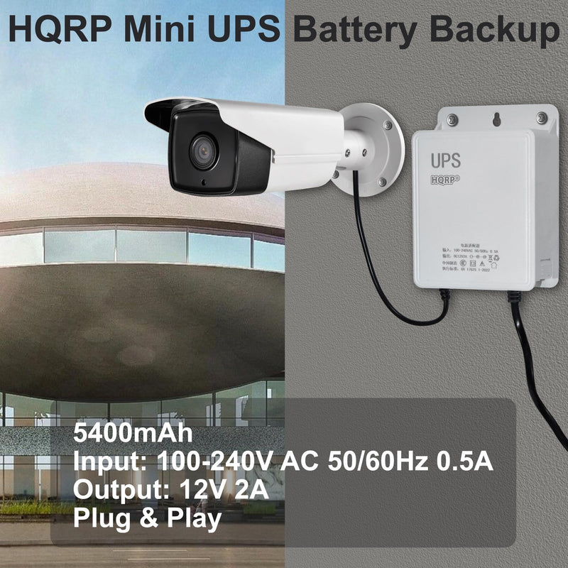 HQRP Mini UPS Battery Backup for WiFi Router 12V 2A 5400mAh, UPS Uninterruptible Power Supply for WiFi Modem CCTV Camera, DVR LED Lighting, AC to DC Power Backup with Charger