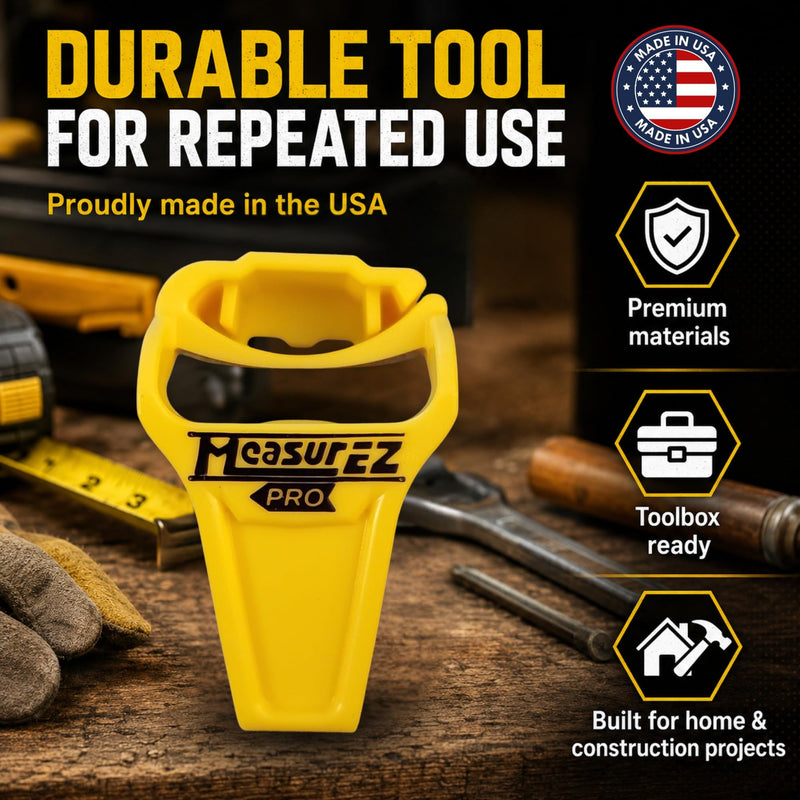 No Slip Tape Measure Hook Extension | Rubber Grip Hook for Round Edges | Measure Pipes, Columns & Curved Surfaces | Do-It-Yourself (DIY), Handyman, Construction Gift & Stocking Stuffer | USA Made 1 pack