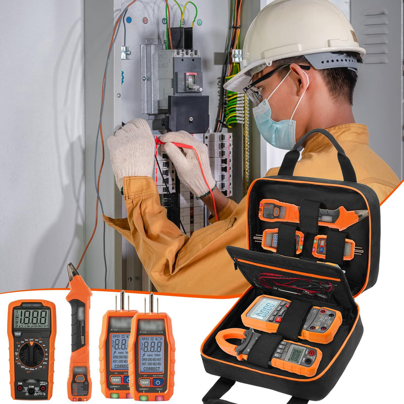 Carrying Case Compatible with Klein Tools ET310/MM325/NCVT3P/RT250/69149P, Electrician Tool Organizer for Multimeter, Voltage Tester, Clamp Meter & Circuit Breaker Finder