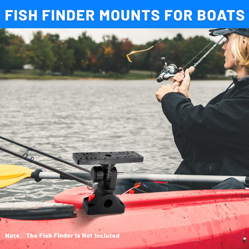 Fish Finder Mounts for Boat, 360° Adjustable Fish Finder Mounting Brackets, Depth Finders Mount, Universal Marine Electronics Mounting Plate for Boat, Canoe, Kayak with Mount Bracket