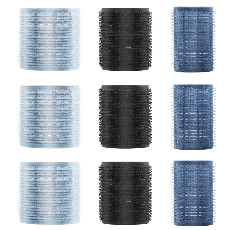 9pcs Self-Grip Hair Rollers Set,Heatless Curlers for Women Styling | Jumbo Large Medium Hot Rollers for Blowout Look,Overnight Curls,Bangs,Salon Heatless Curls,for Long Short Thick Fine Hair Grey 1 count (Pack of 9)