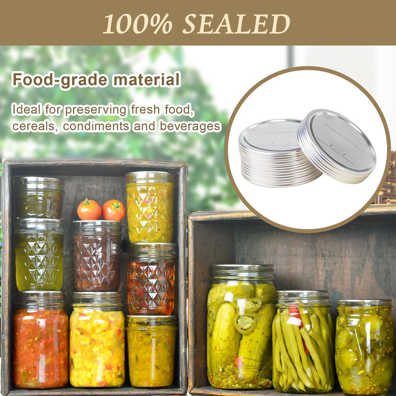 100 PCS Canning Lids Wide Mouth,3.42in Mouth Mason Jar Lids,Ball Jar with Lids with Leak proof Airtight Seal Rust Proof Split,Wide Mouth Mason Jars Food Grade,Canning Food 87MM Wide Mouth - 100Pcs