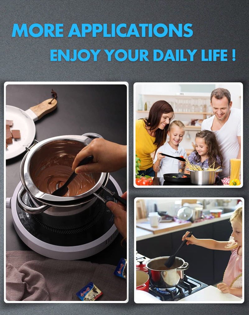Double Boiler Pot Set,1200ML Double Boiler for Chocolate Melting, 2800ML 304 Stainless Steel Pot With Silicone Spatula for Melting Chocolate, Candy, Candle, Soap, Wax 1200ml+2800ml