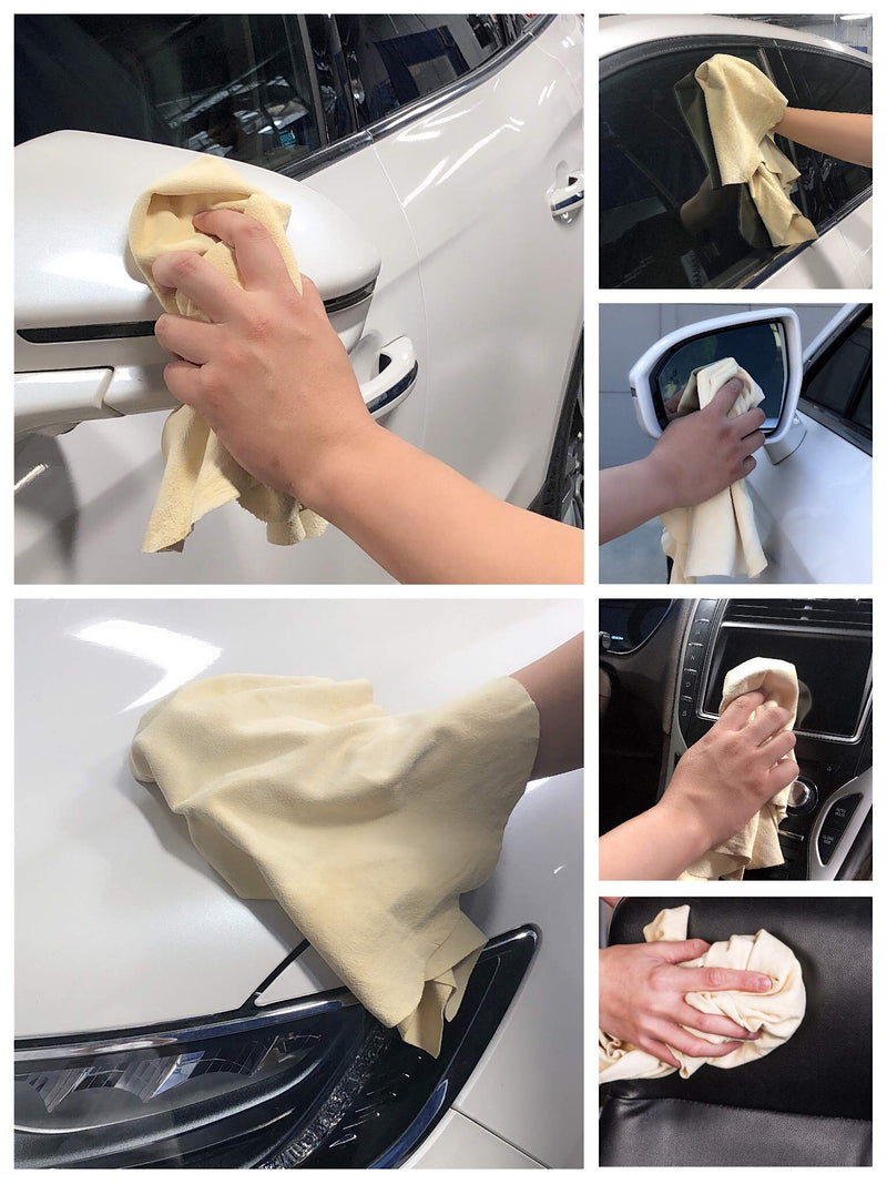 Chamois Drying Cloth Car Drying Towel Real Leather Absorbent Drying Natural Chamois Car Wash Cloth Accessory (3.7-4.2 sq ft) 3.7 sq. ft.