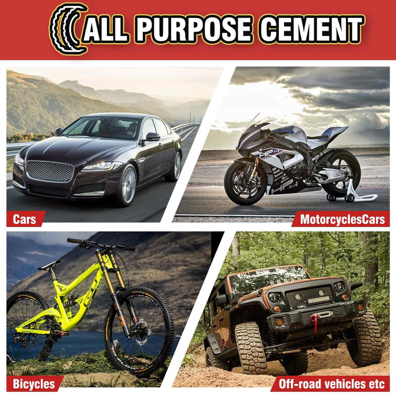 Chemical Vulcanizing Cement 3.4FL.Oz, All Purpose Tire Repair Rubber Glue, Dry Clear Rubber Cement, Tire Patch Glue with Brush Top Can for Car, Motorcycle, Bike Tires