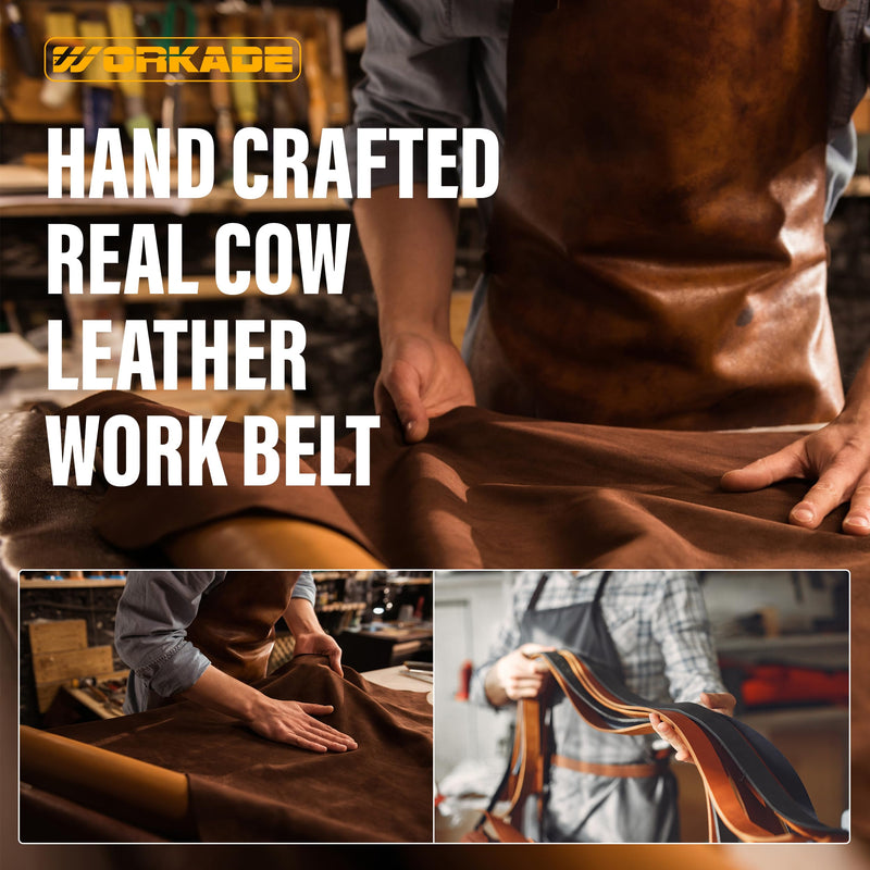 Leather Belt | 2-Inch Heavy-Duty Full Grain Double Prong Belt | Premium 4mm Thick Adjustable Belt for Men's | Durable & Comfortable Fit(Brown, 30"-34" (Small)) Brown 30"-34" (Small)