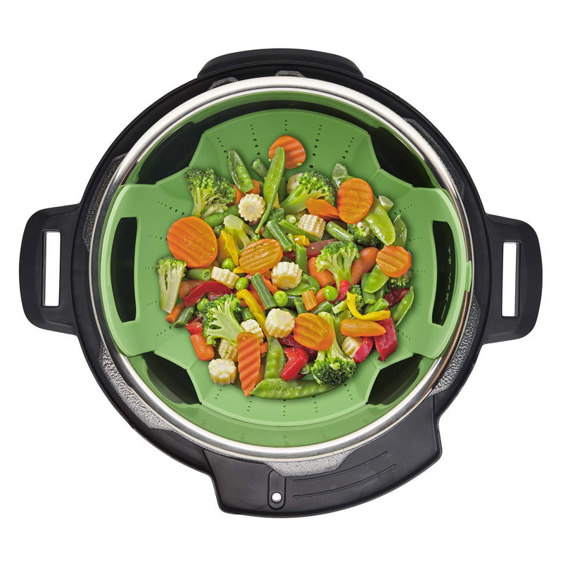 Instant Pot Official Silicone Steamer Basket, Versatile and BPA-Free, Compatible with 6 Qt. and 8 Qt. Cookers, Ideal for Steaming Vegetables, Fish, and More, Dishwasher Safe, Heat Resistant up (Green) Green Compatible with 6-quart and 8-quart cookers