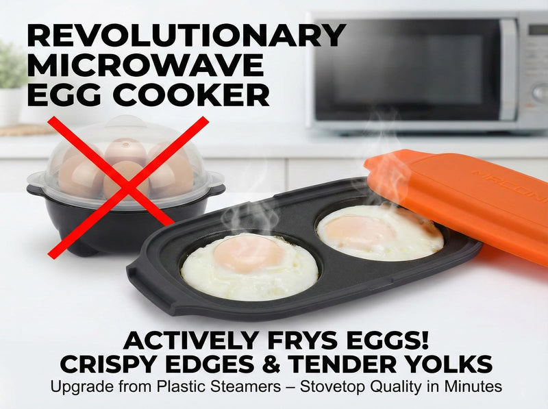 MACONEE Microwave Egg Fryer | Cooker & Poacher for Breakfast Sandwiches | Maker for 2 Eggs | Dishwasher-Safe & BPA-free