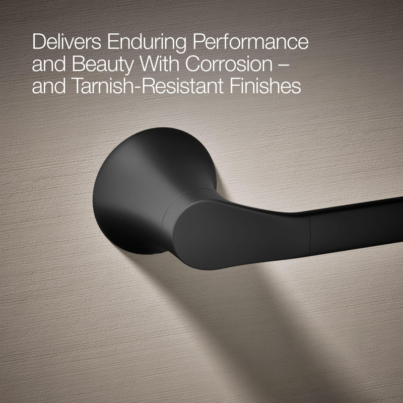 KOHLER 27396-BL Simplice Towel Arm, includes Installation Hardware, Matte Black