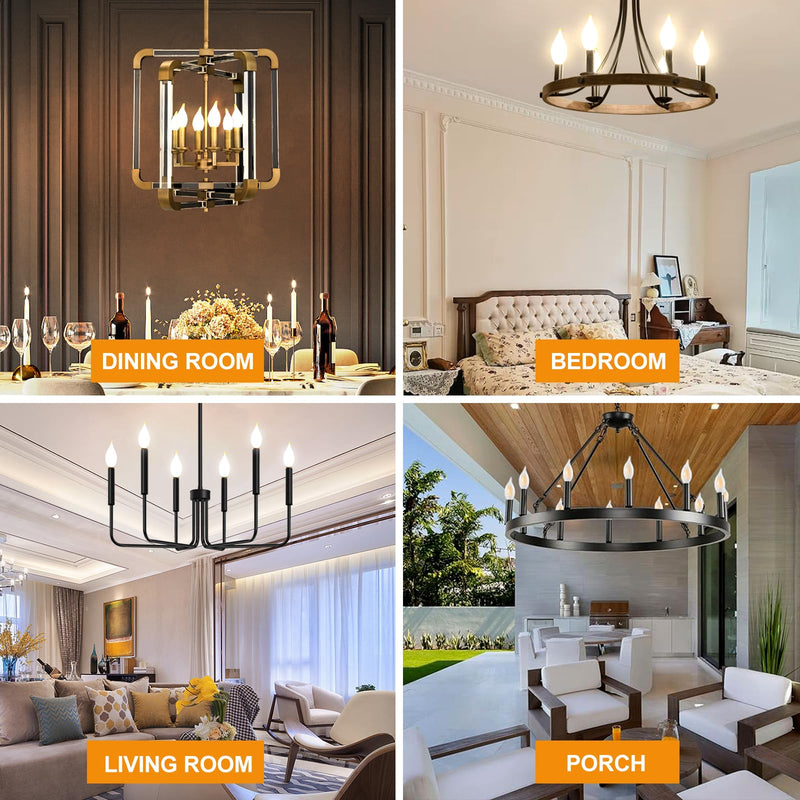 E12 LED Chandelier Light Bulbs, 4W(40w Equivalent) Dimmable C11 Frosted Glass, 450 Lumens, 2700K Soft White, Candle Shaped, Ideal for Candelabras Open Fixtures, 12-Pack 12 Pack